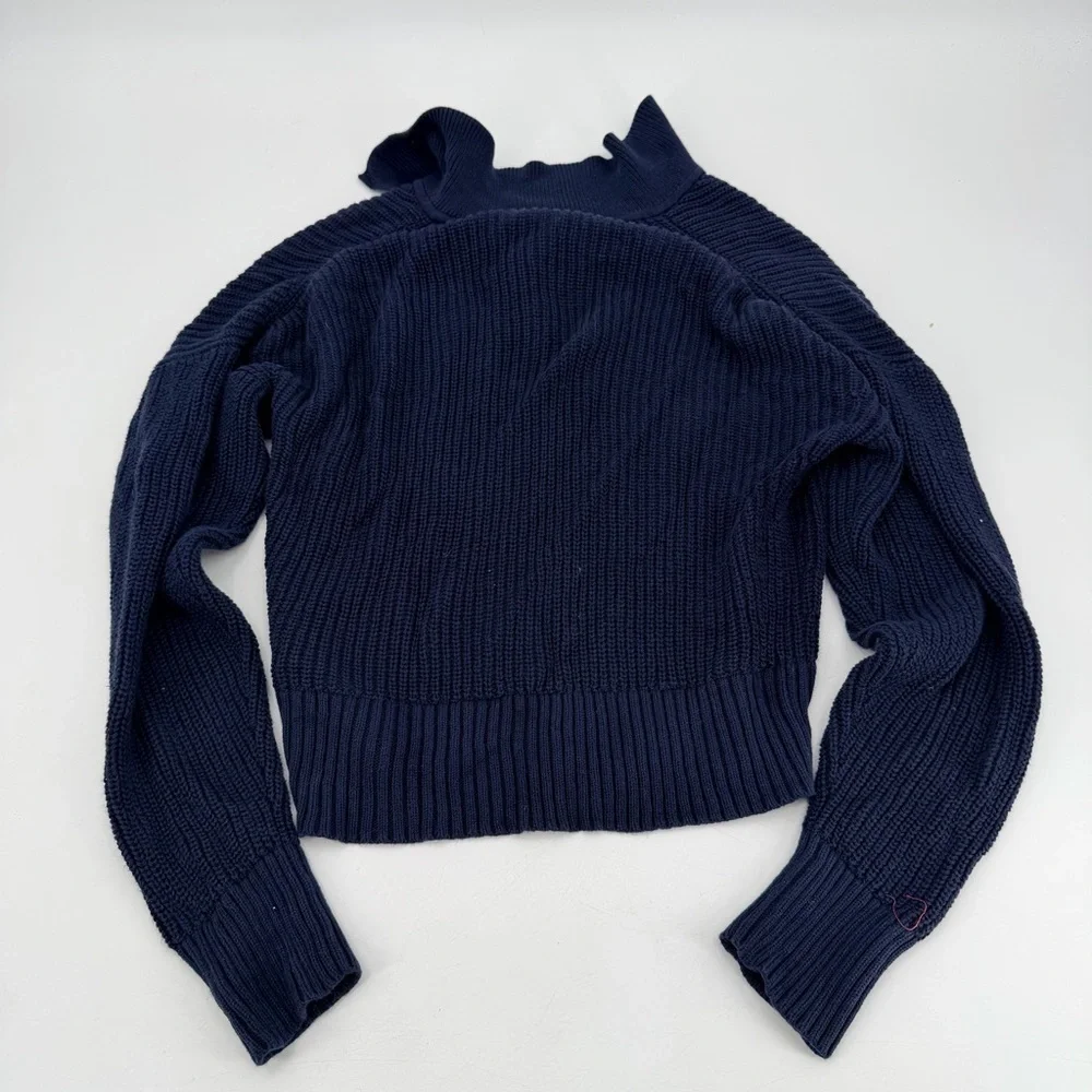J. Crew Collared Cotton Beach Sweater Navy Blue Medium